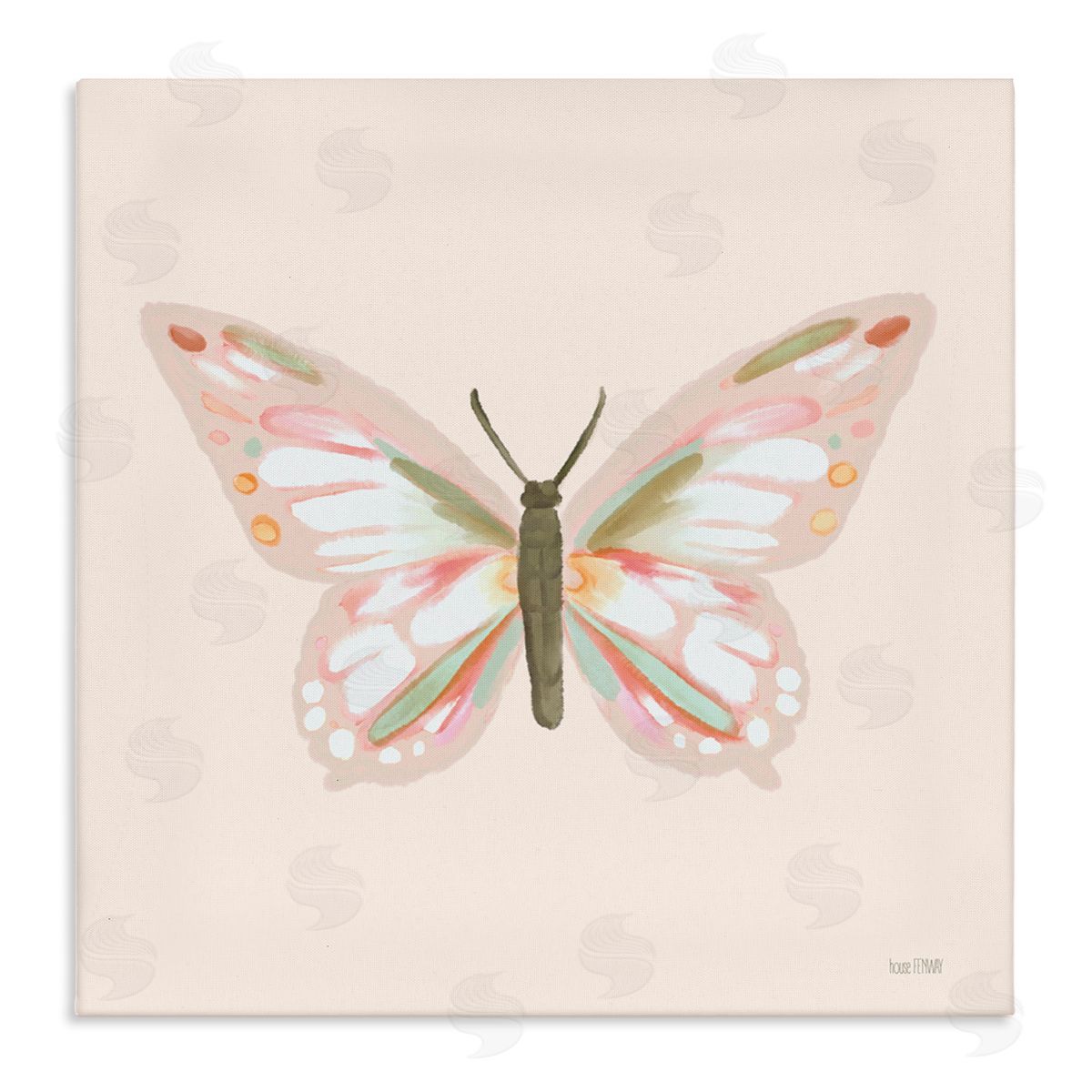 House Fenway Soft Pastel Butterfly Stretched Canvas Wall Art Print