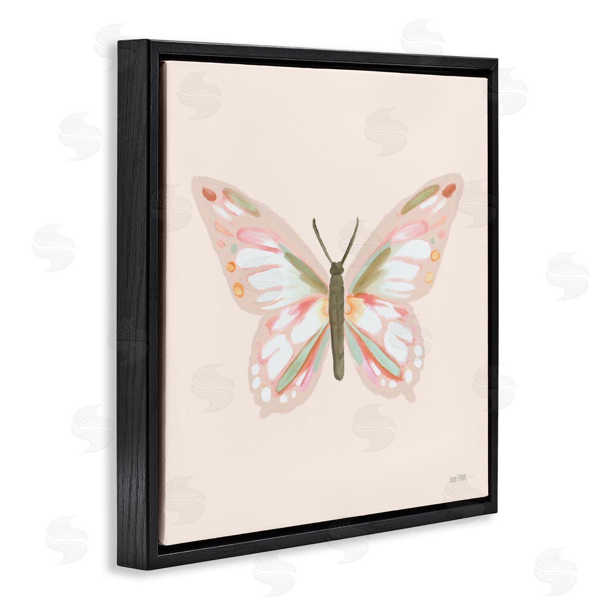 House Fenway Soft Pastel Butterfly Black Floating Frame Canvas Wall Art Print