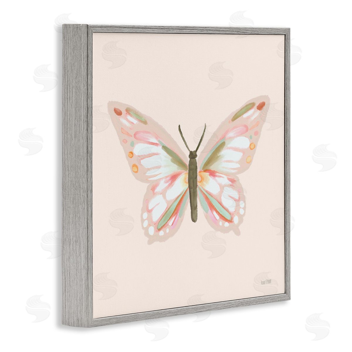 House Fenway Soft Pastel Butterfly Gray Framed Glicee Wall Art Print