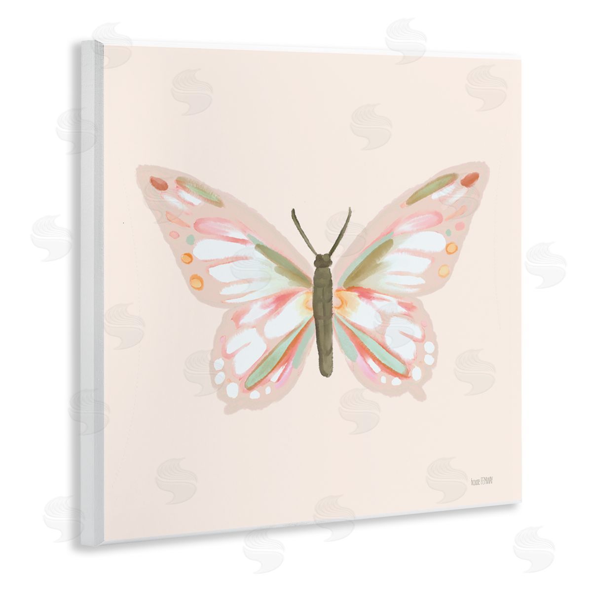 House Fenway Soft Pastel Butterfly Wooden Wall Plaque Art Print