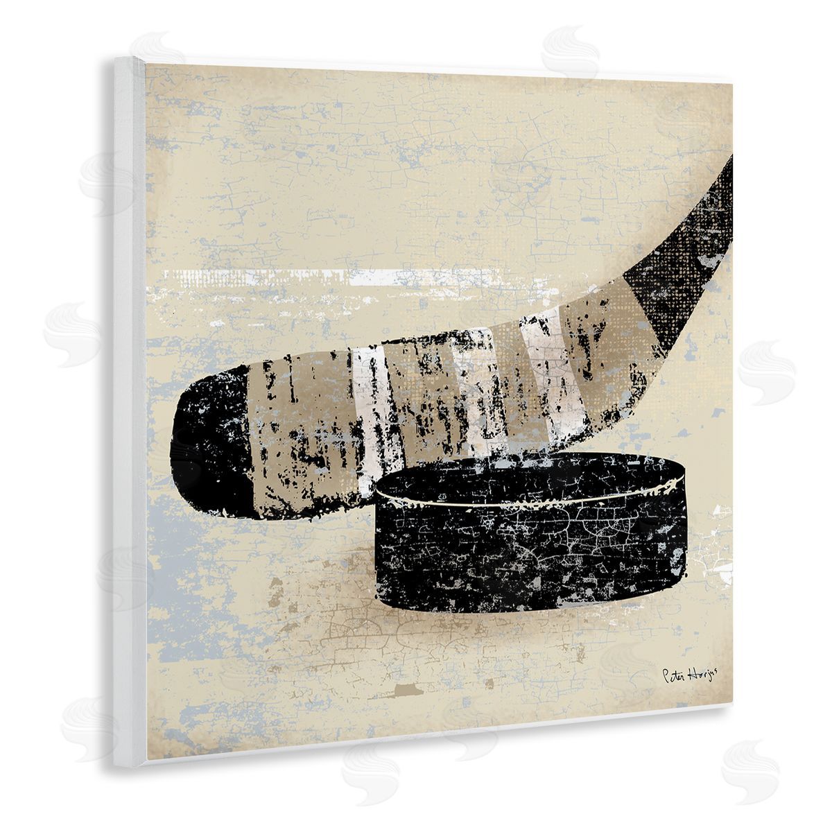Peter Horjus Rustic Hockey Puck Wooden Wall Plaque Art Print