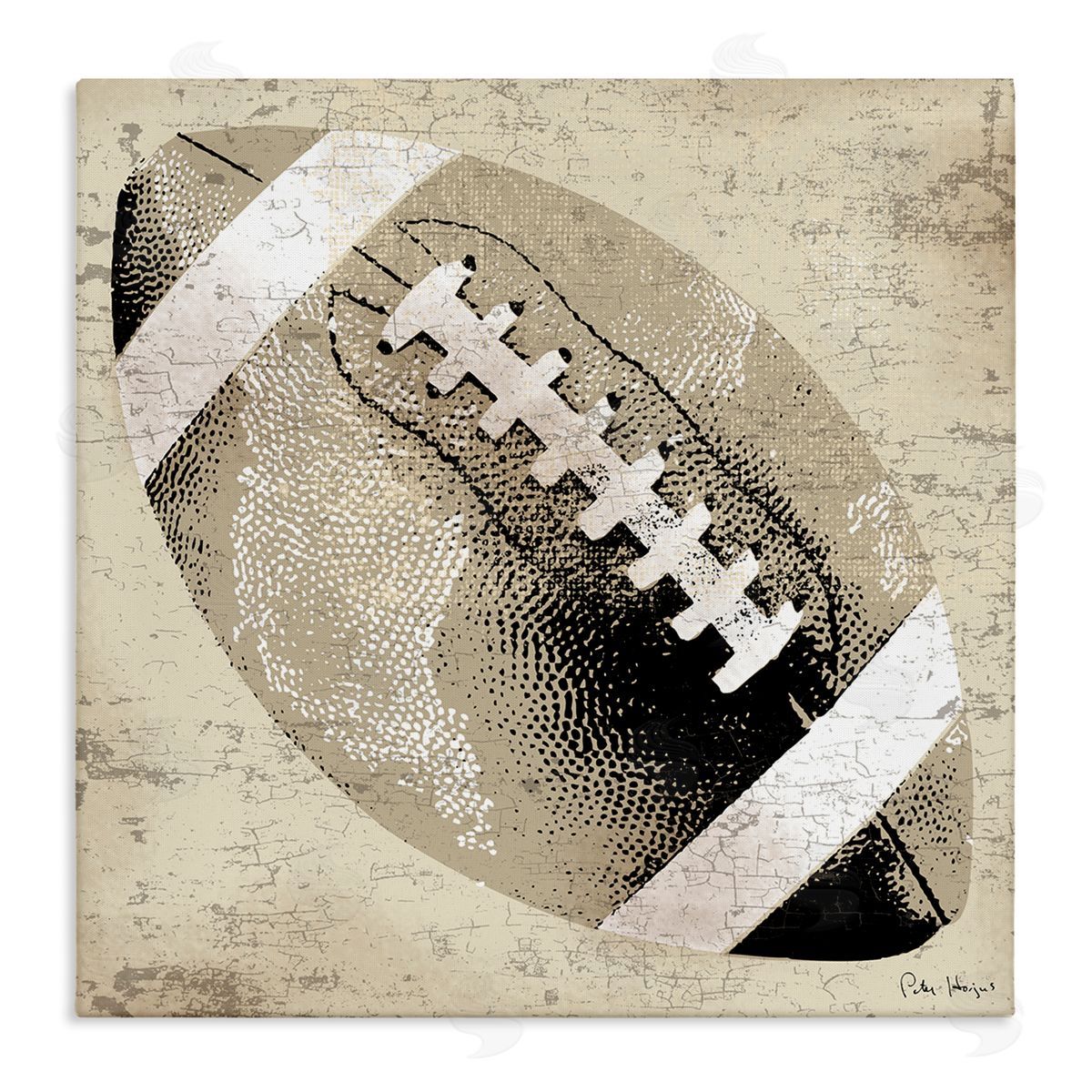 Peter Horjus Rustic Sports Football Stretched Canvas Wall Art Print
