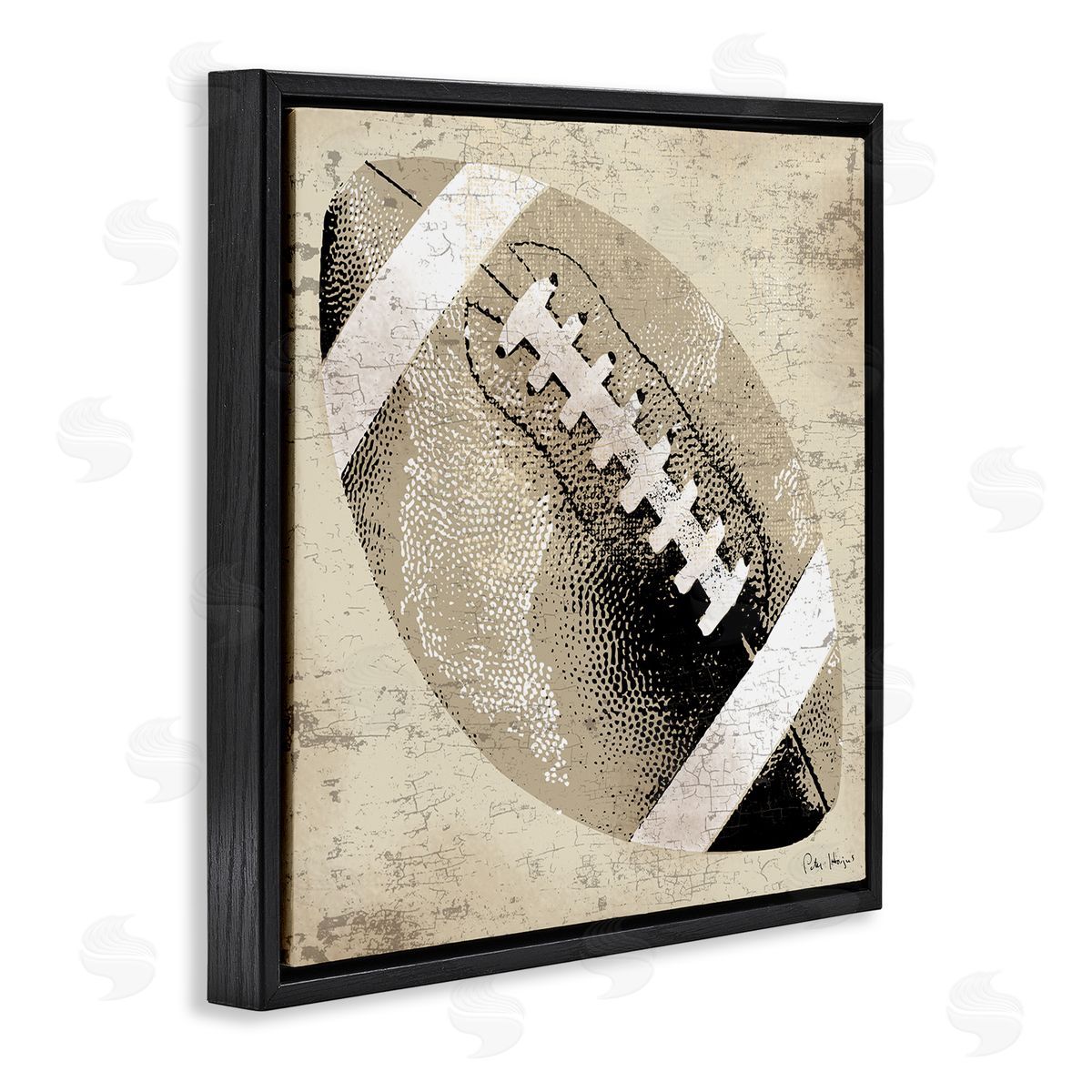 Peter Horjus Rustic Sports Football Black Floating Frame Canvas Wall Art Print