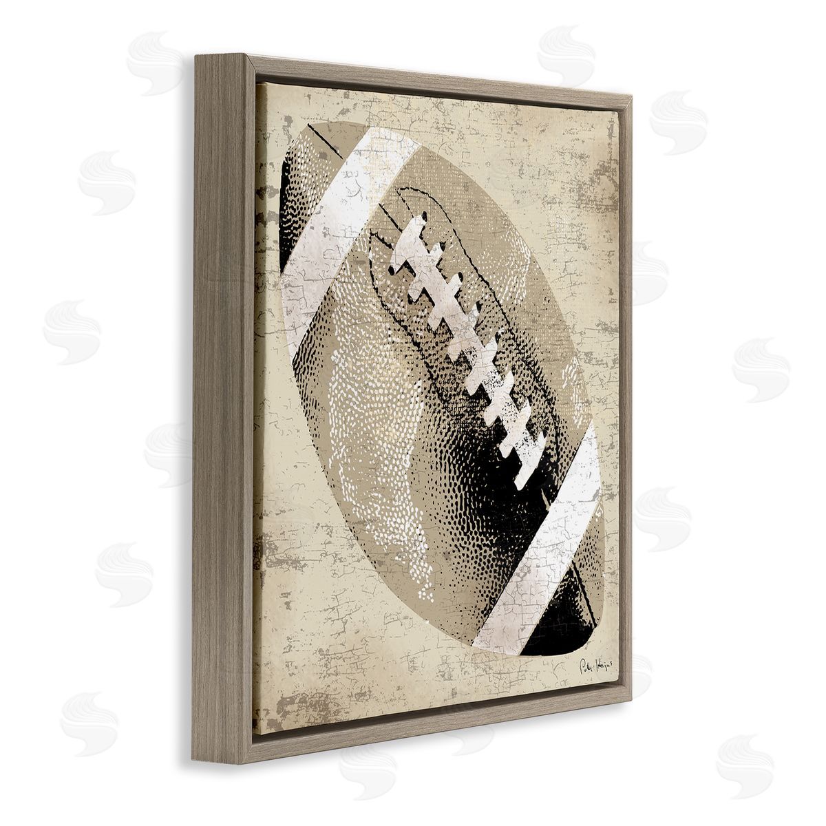 Peter Horjus Rustic Sports Football Brown Floating Frame Canvas Wall Art Print