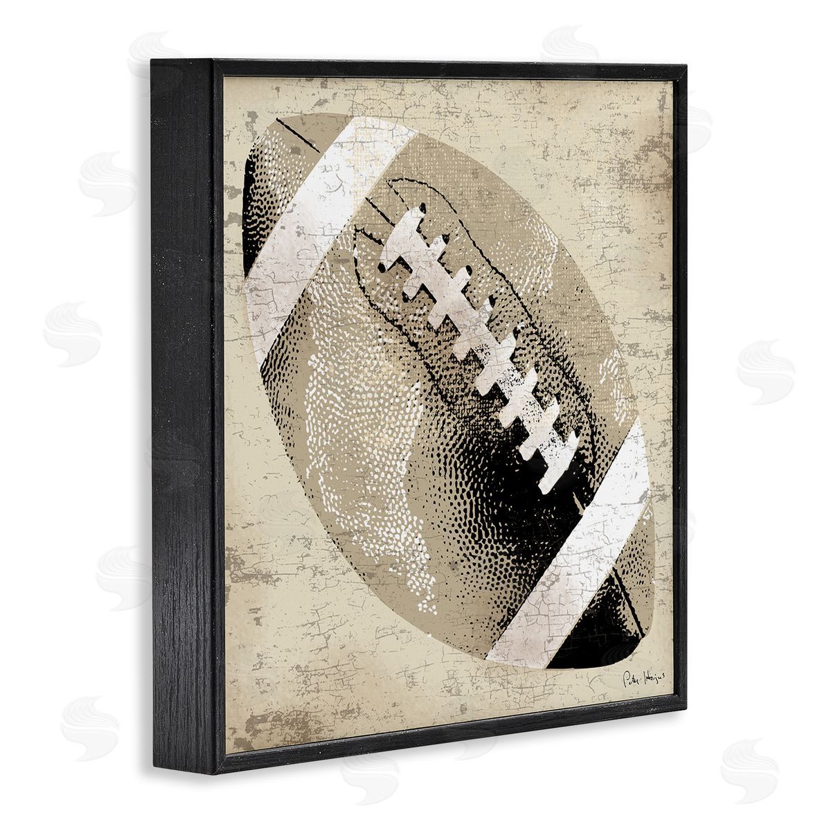 Peter Horjus Rustic Sports Football Black Framed Glicee Wall Art Print
