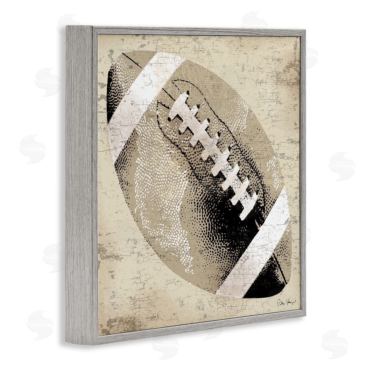 Peter Horjus Rustic Sports Football Gray Framed Glicee Wall Art Print