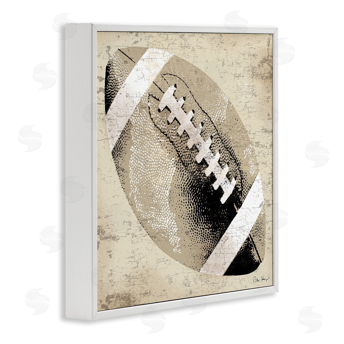 Peter Horjus Rustic Sports Football White Framed Glicee Wall Art Print