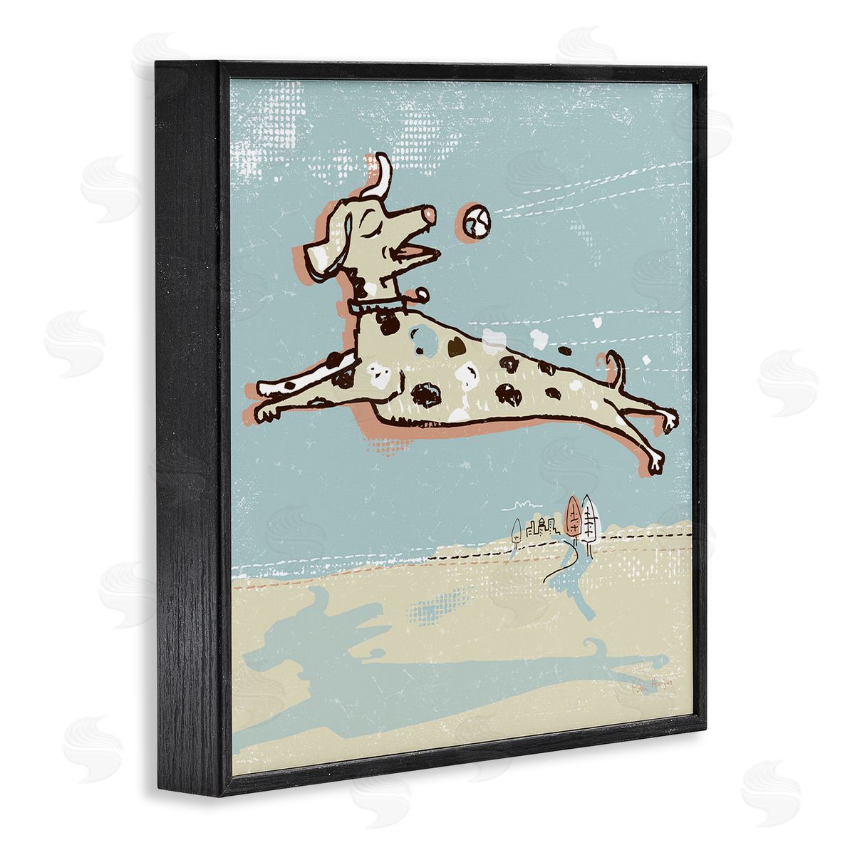 Peter Horjus Modern Dog Playing Fetch Black Framed Glicee Wall Art Print