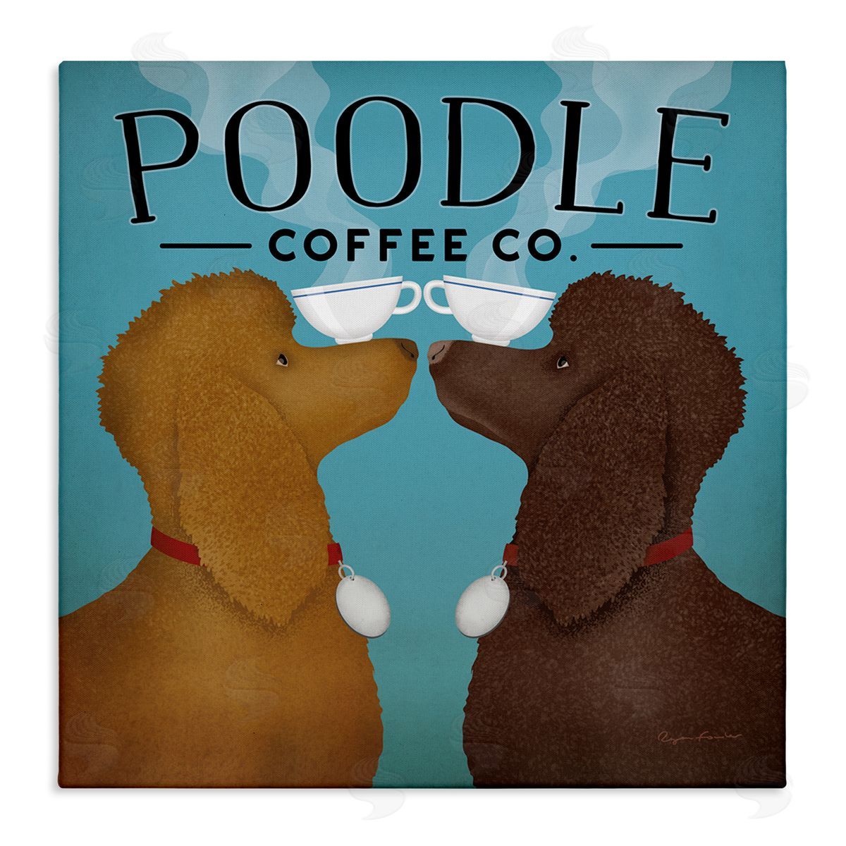 Ryan Fowler Vintage Poodle Coffee Co Stretched Canvas Wall Art Print