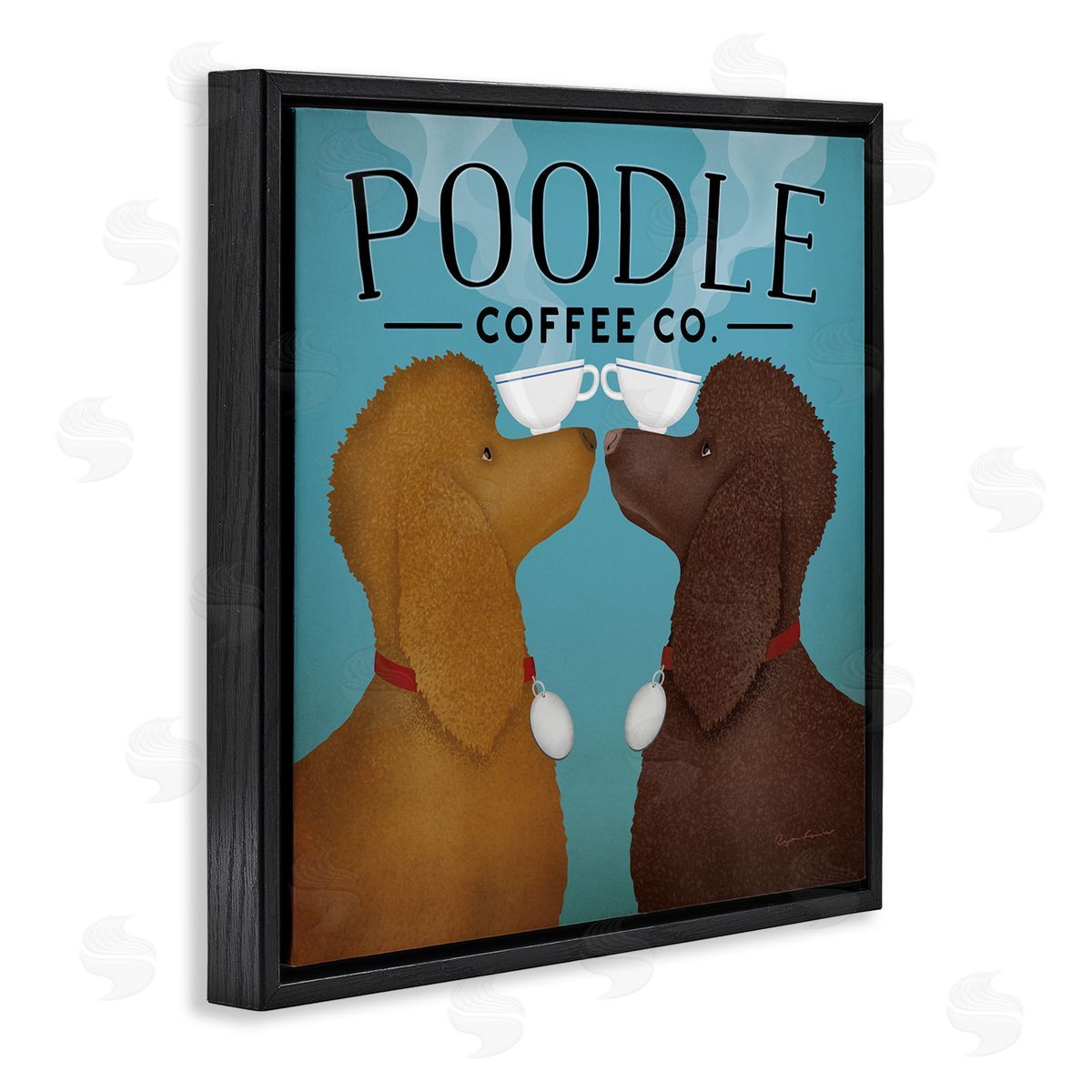 Ryan Fowler Vintage Poodle Coffee Co Black Floating Frame Canvas Wall Art Print