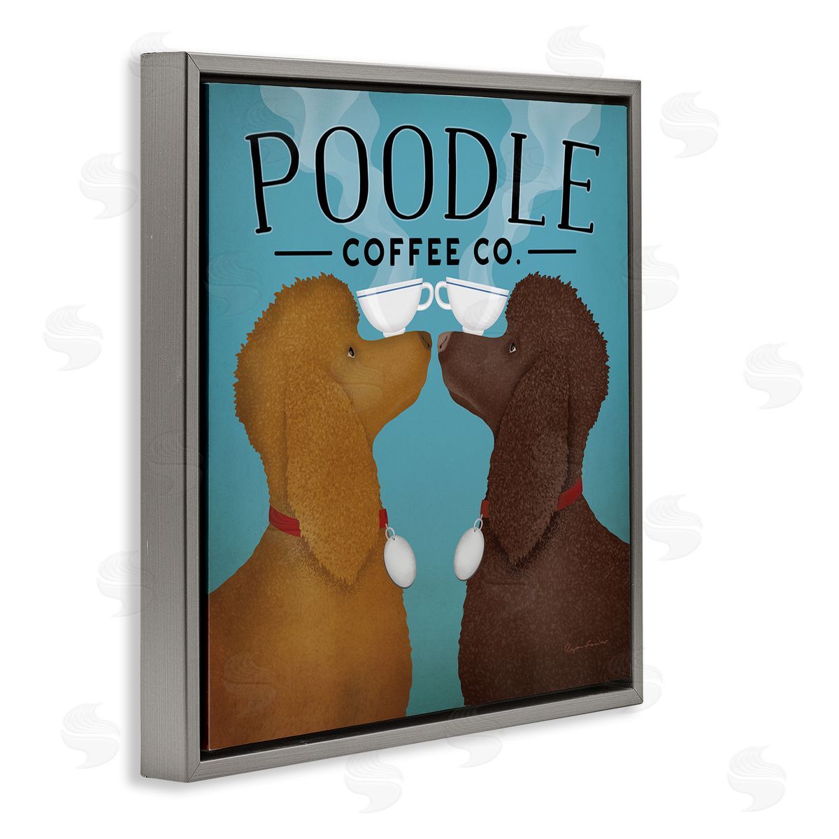 Ryan Fowler Vintage Poodle Coffee Co Gray Floating Frame Canvas Wall Art Print