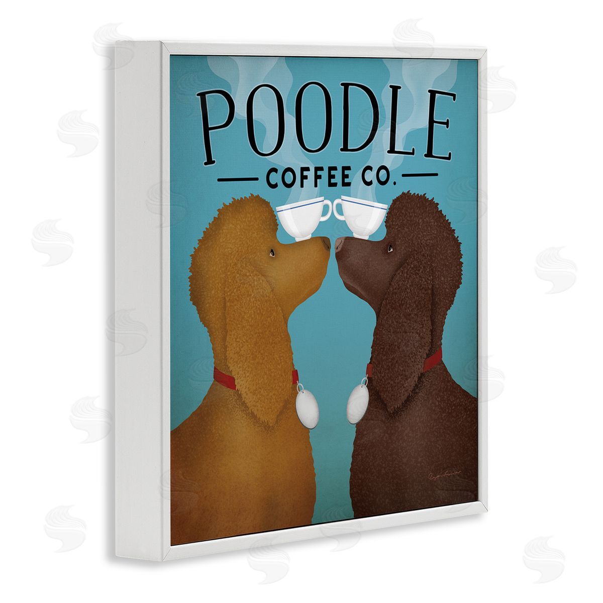 Ryan Fowler Vintage Poodle Coffee Co White Framed Glicee Wall Art Print