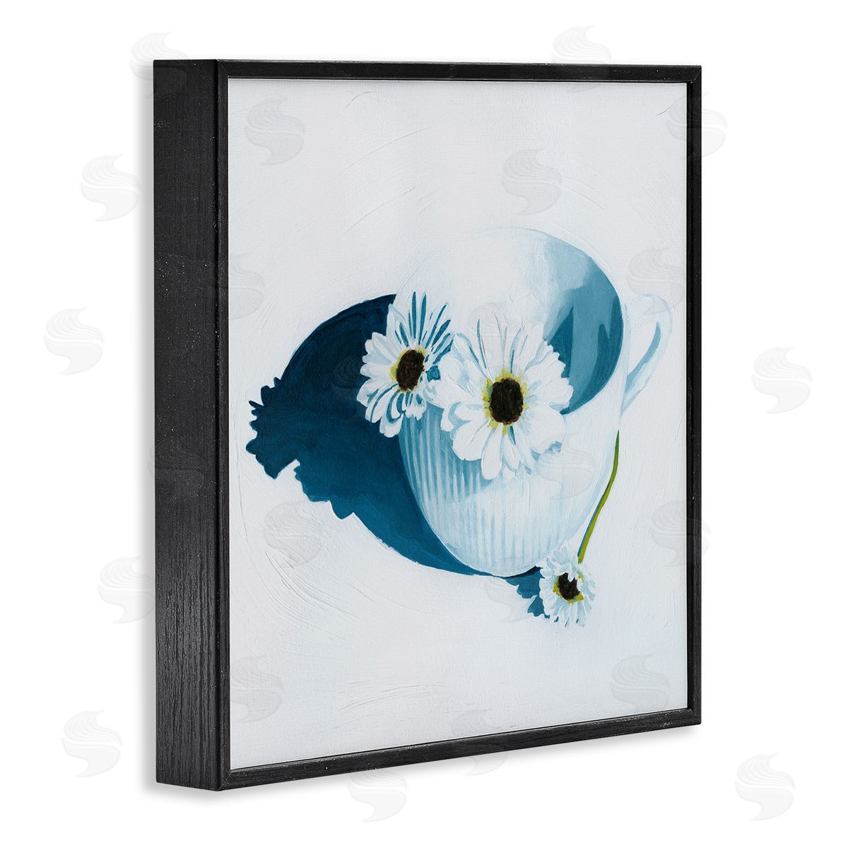 Grace Popp Daisies in Teacup Painting Black Framed Glicee Wall Art Print