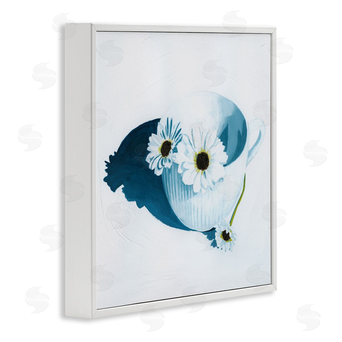 Grace Popp Daisies in Teacup Painting White Framed Glicee Wall Art Print