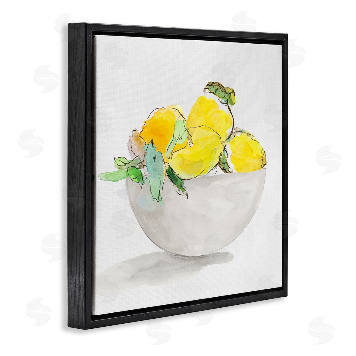 Lanie Loreth Lemon Bowl Painting Black Floating Frame Canvas Wall Art Print