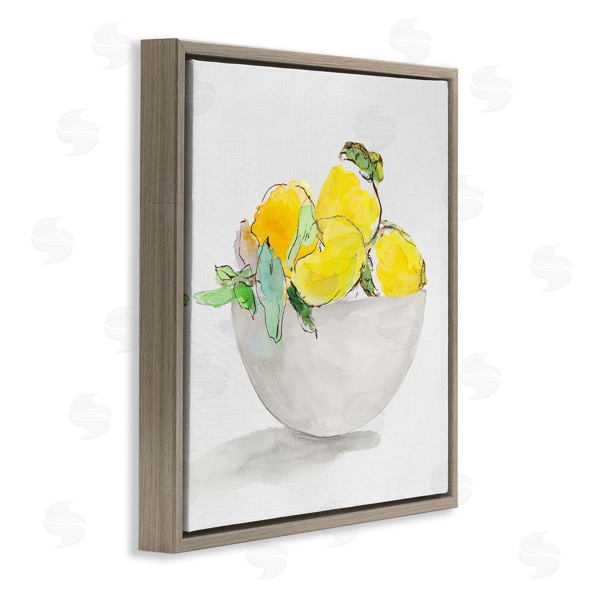 Lanie Loreth Lemon Bowl Painting Brown Floating Frame Canvas Wall Art Print