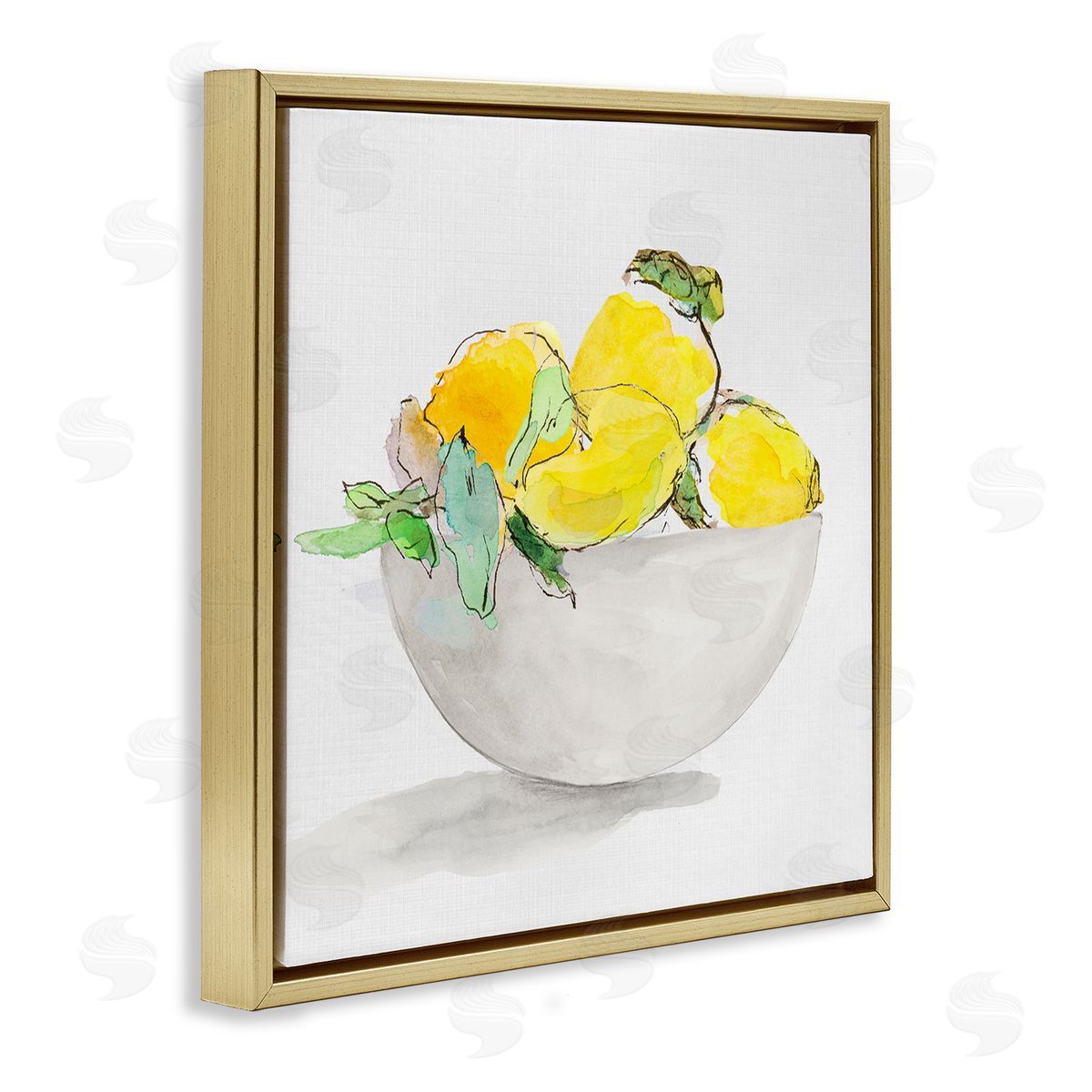 Lanie Loreth Lemon Bowl Painting Gold Floating Frame Canvas Wall Art Print
