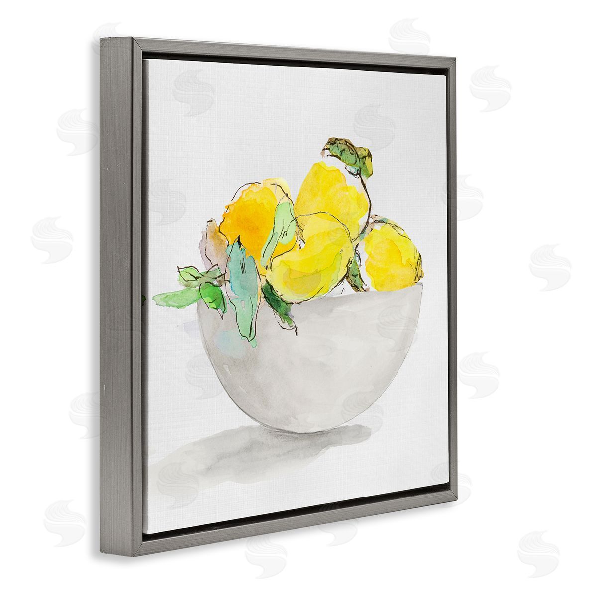 Lanie Loreth Lemon Bowl Painting Gray Floating Frame Canvas Wall Art Print