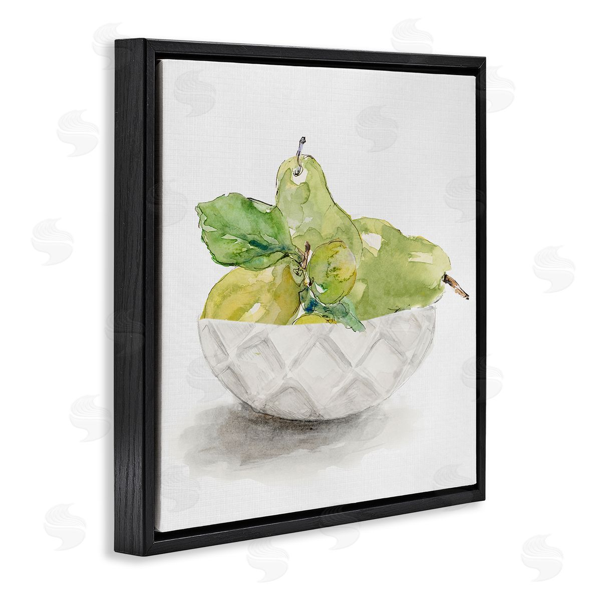 Lanie Loreth Pear Bowl Painting Black Floating Frame Canvas Wall Art Print