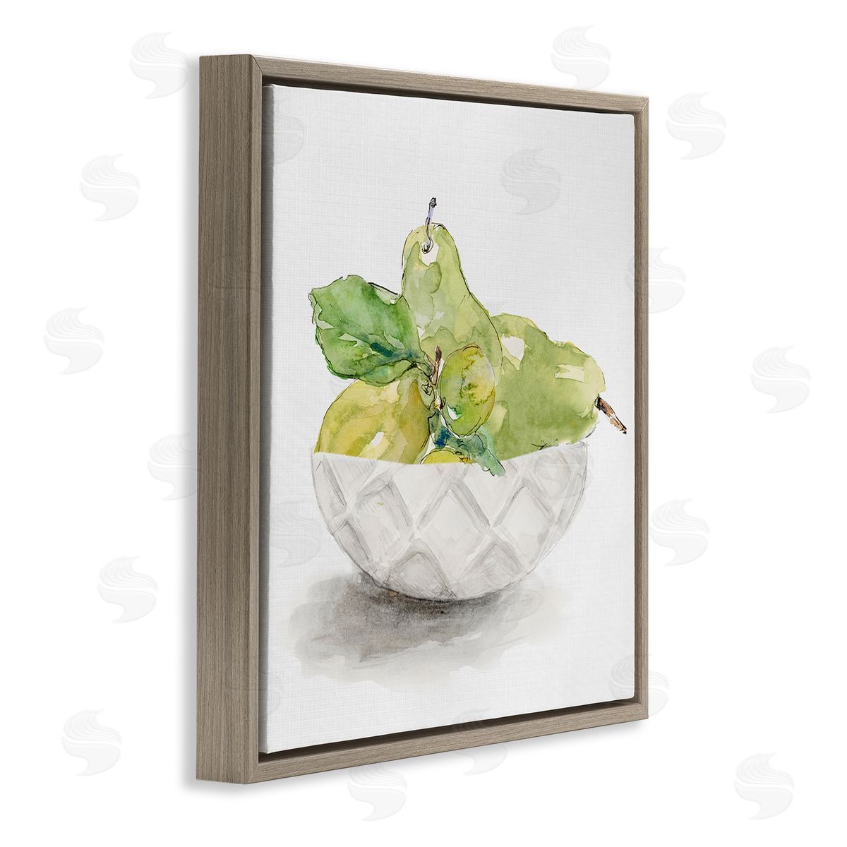 Lanie Loreth Pear Bowl Painting Brown Floating Frame Canvas Wall Art Print