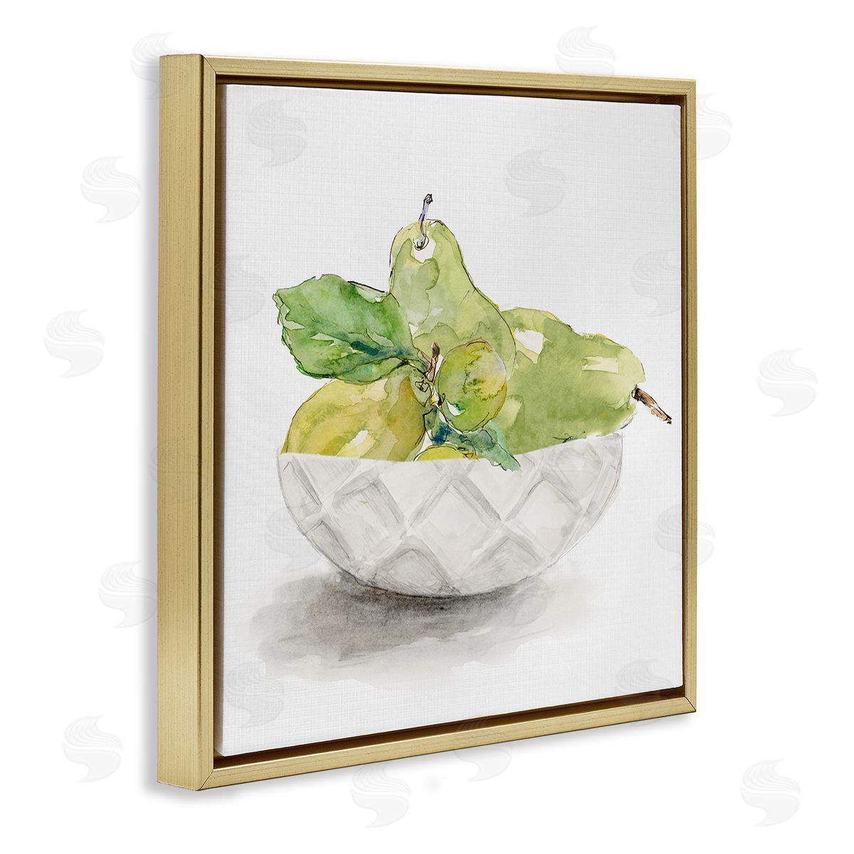Lanie Loreth Pear Bowl Painting Gold Floating Frame Canvas Wall Art Print