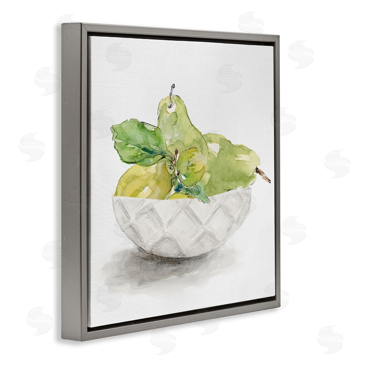 Lanie Loreth Pear Bowl Painting Gray Floating Frame Canvas Wall Art Print