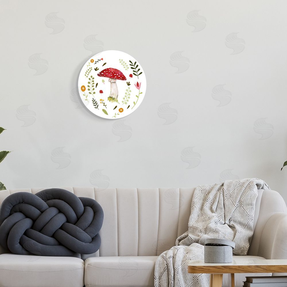 Victoria Barnes Floral Mushroom Nature Round Wall Plaque Art Print in Room