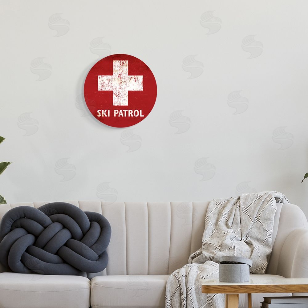 Peter Horjus Ski Patrol Symbol Round Wall Plaque Art Print in Room