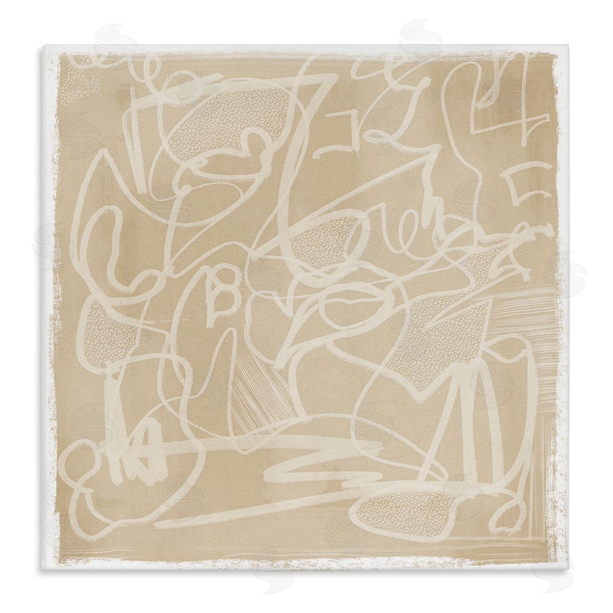Leah Straatsma Contemporary Beige Scribbles Stretched Canvas Wall Art Print