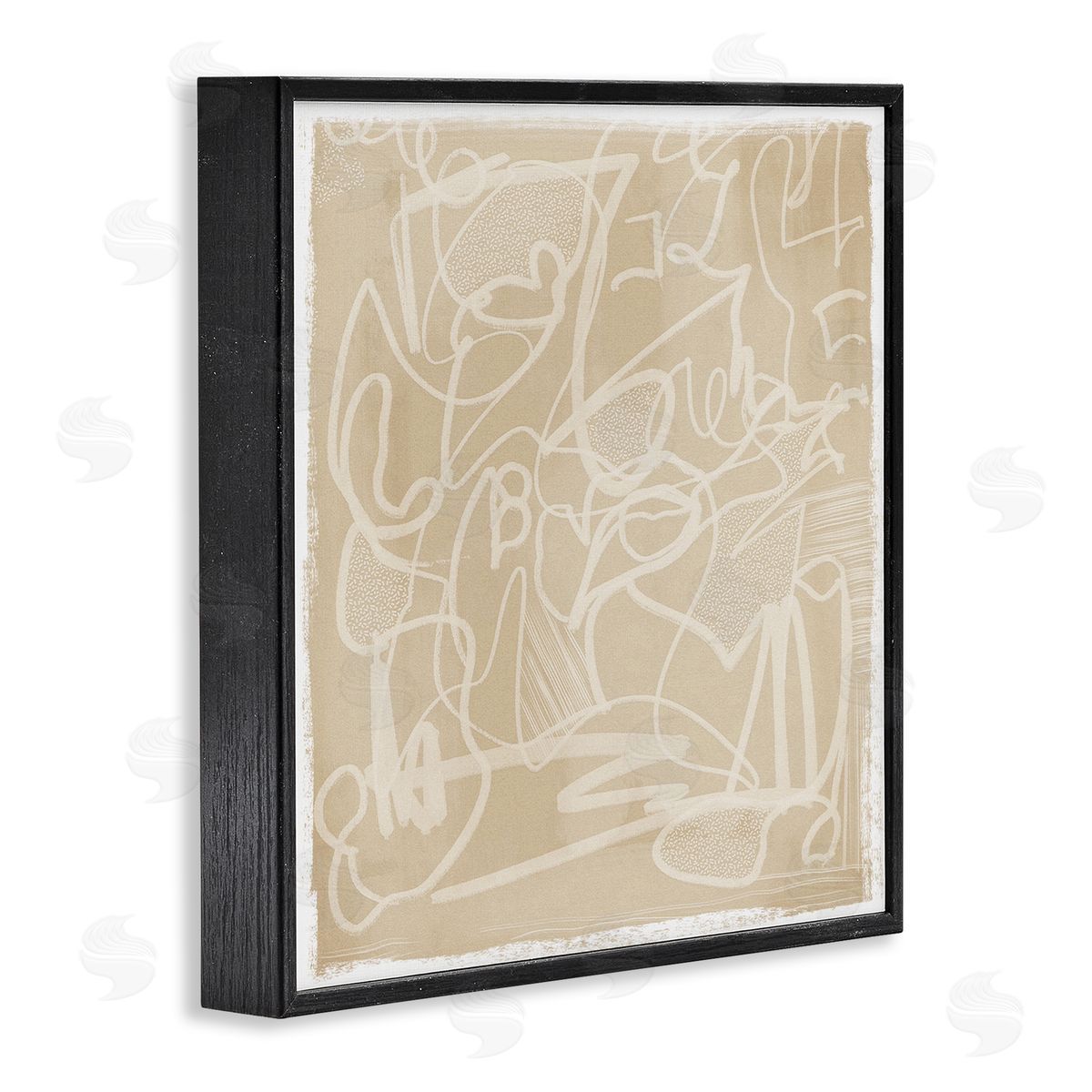Leah Straatsma Contemporary Beige Scribbles Black Framed Glicee Wall Art Print