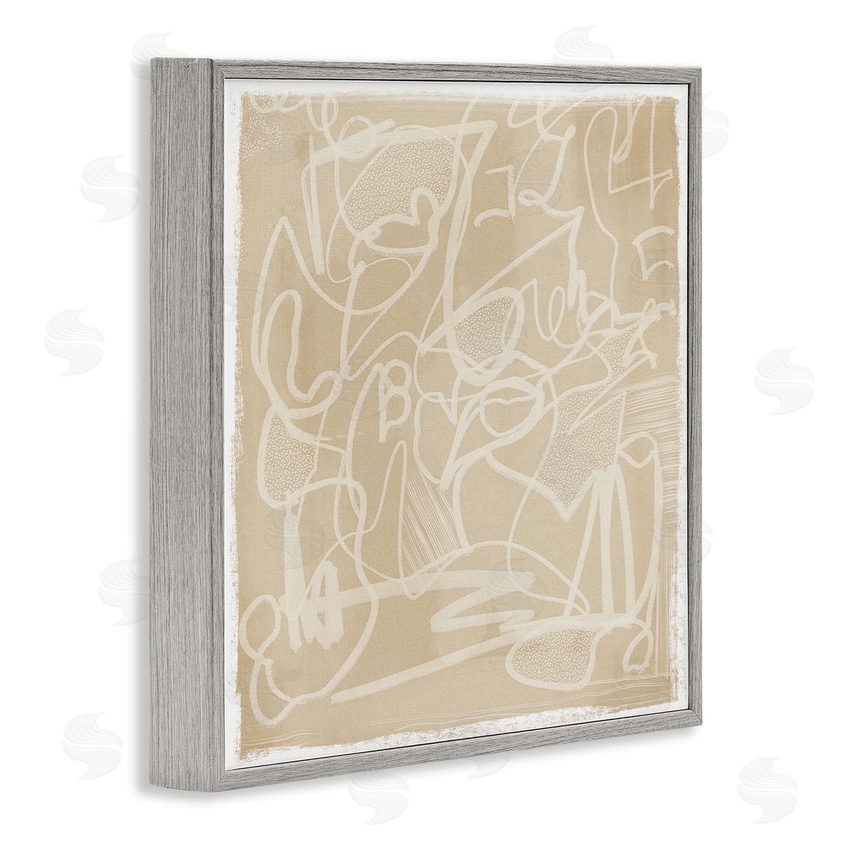Leah Straatsma Contemporary Beige Scribbles Gray Framed Glicee Wall Art Print