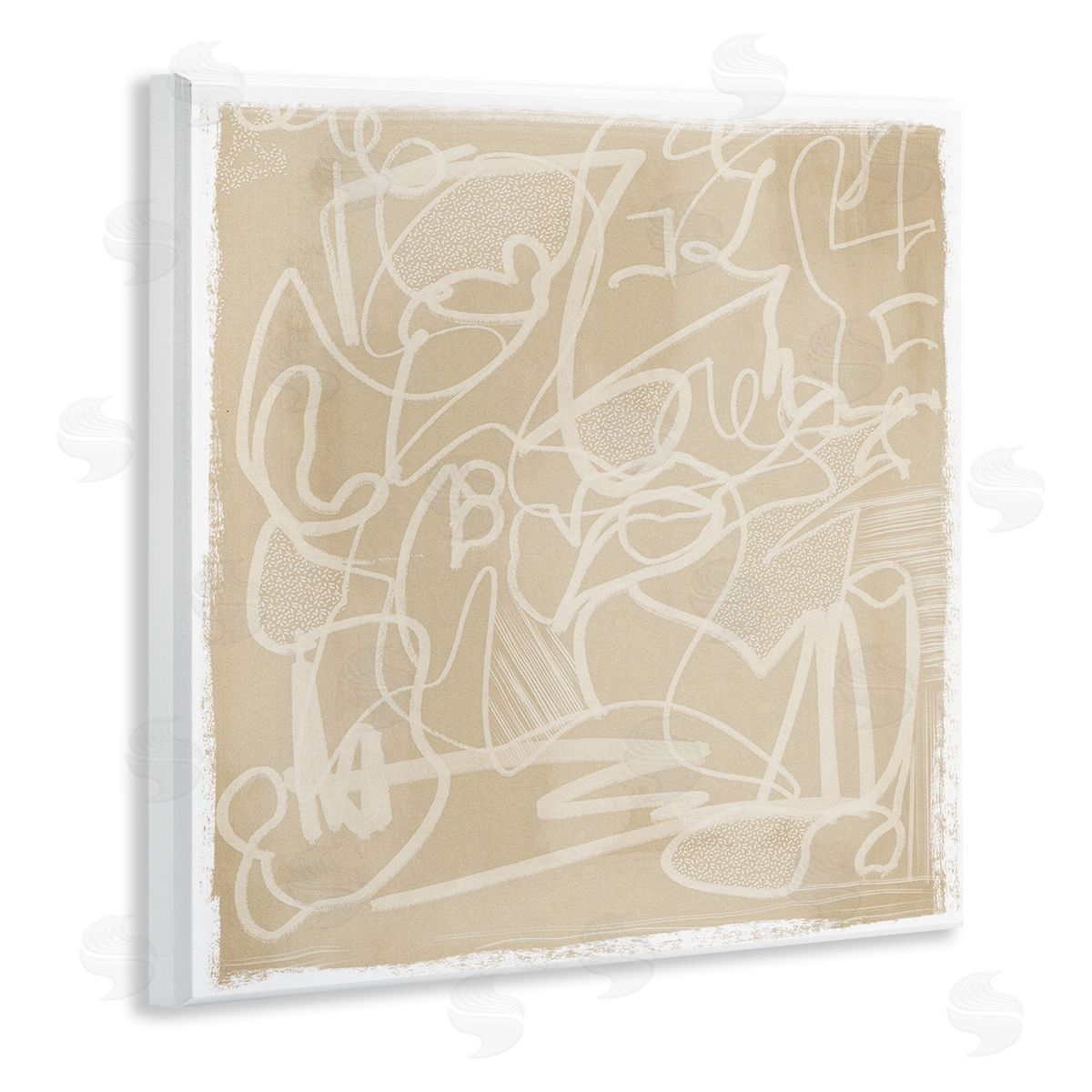 Leah Straatsma Contemporary Beige Scribbles Wooden Wall Plaque Art Print