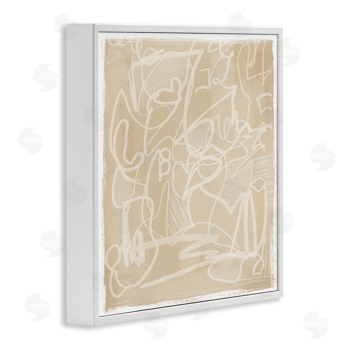 Leah Straatsma Contemporary Beige Scribbles White Framed Glicee Wall Art Print