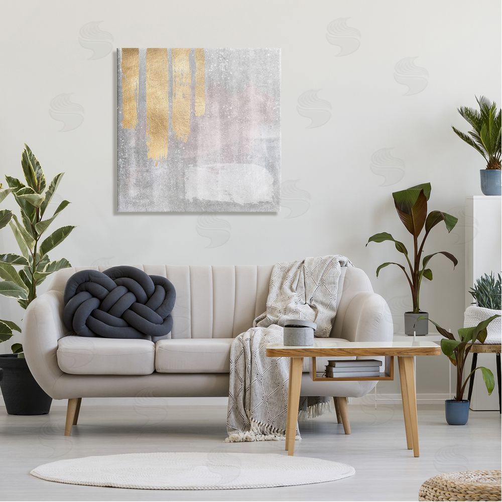 LSR Design Studio Pink & Grey Composition Canvas Wall Art in Room