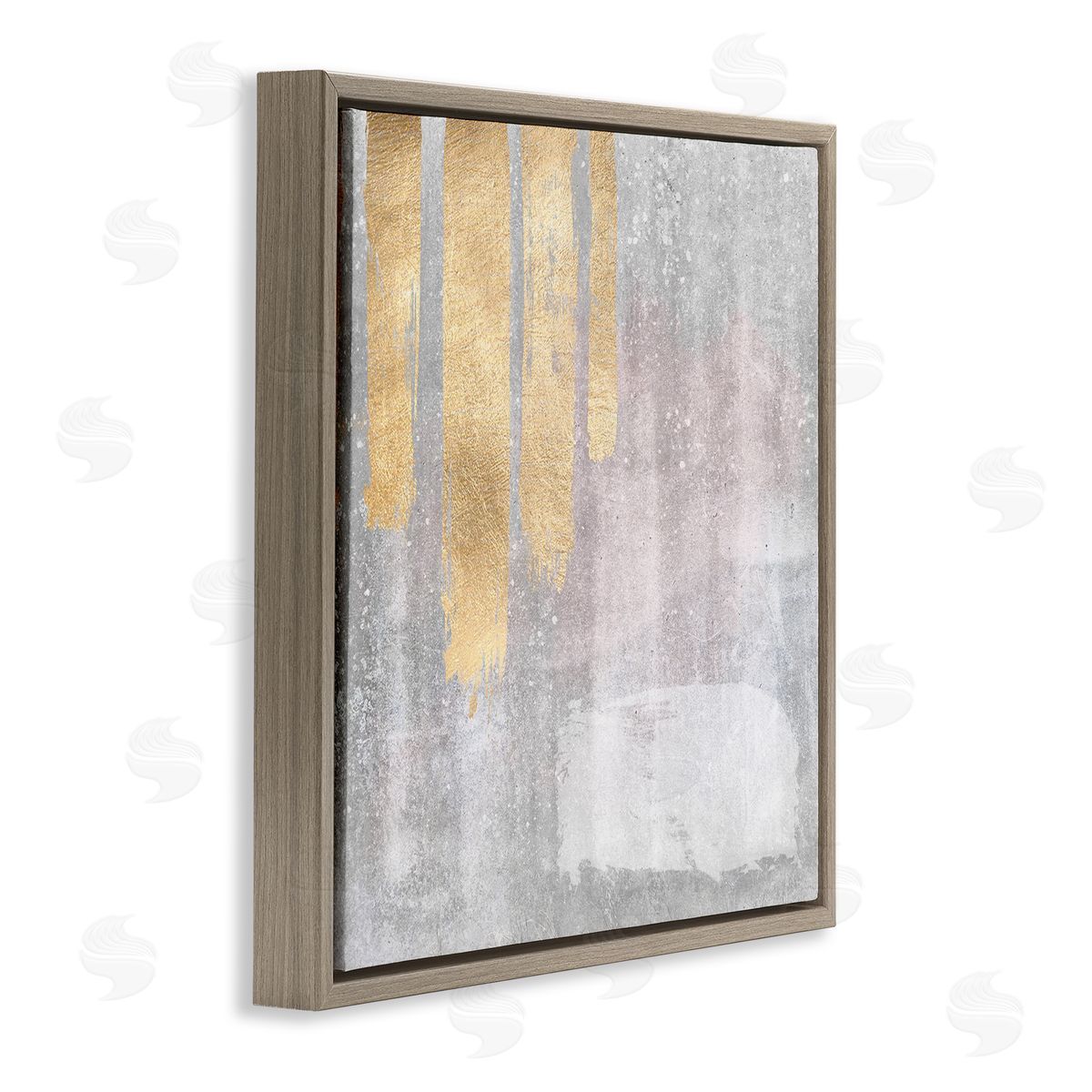 LSR Design Studio Pink & Grey Composition Brown Floating Frame Canvas Wall Art Print