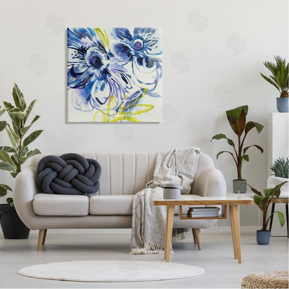 Liz Jardine Abstract Blue Blossoms Canvas Wall Art in Room