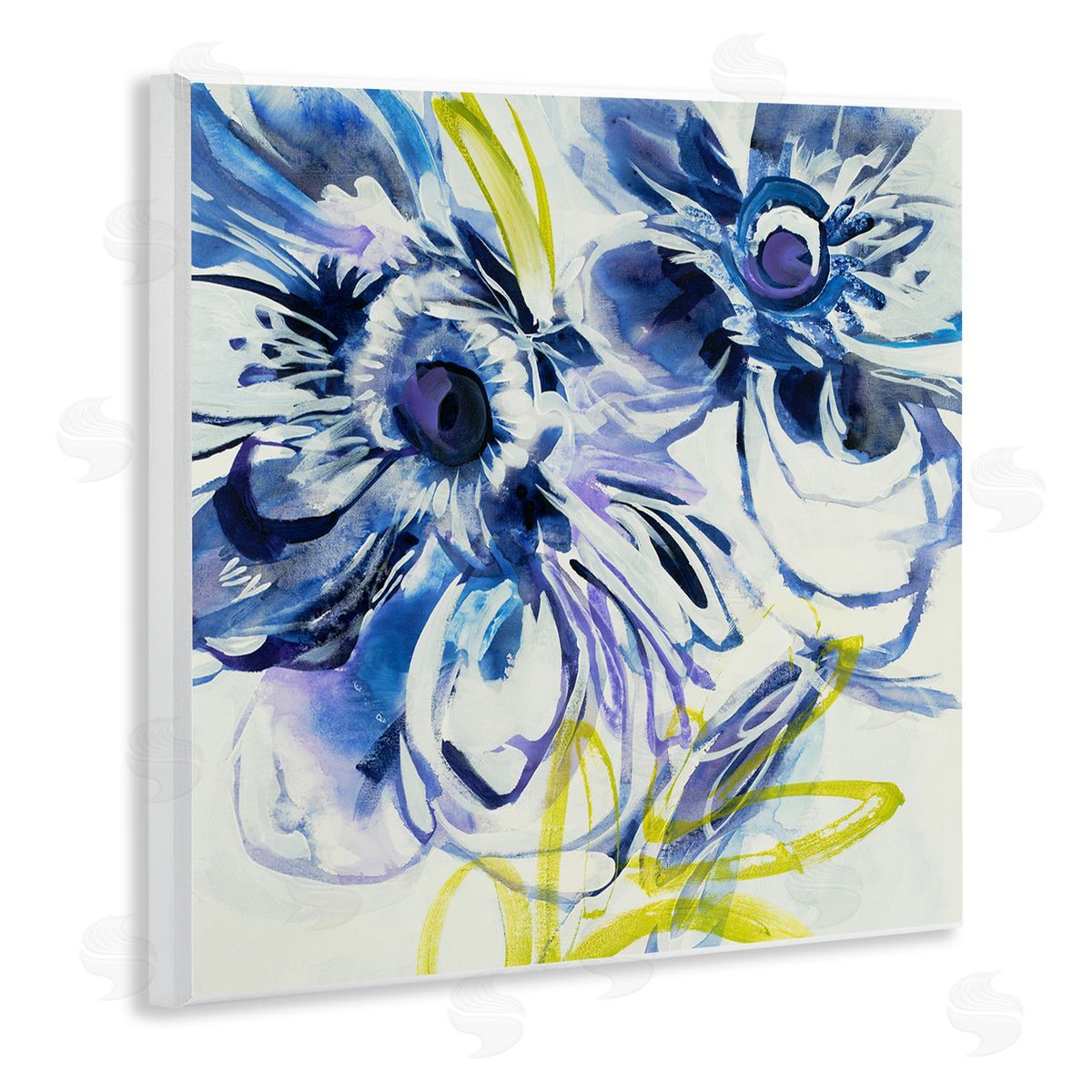 Liz Jardine Abstract Blue Blossoms Wooden Wall Plaque Art Print