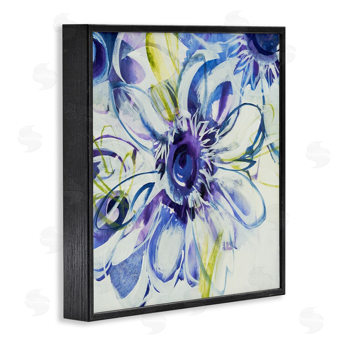 Liz Jardine Modern Blue Flower Buds Black Framed Glicee Wall Art Print