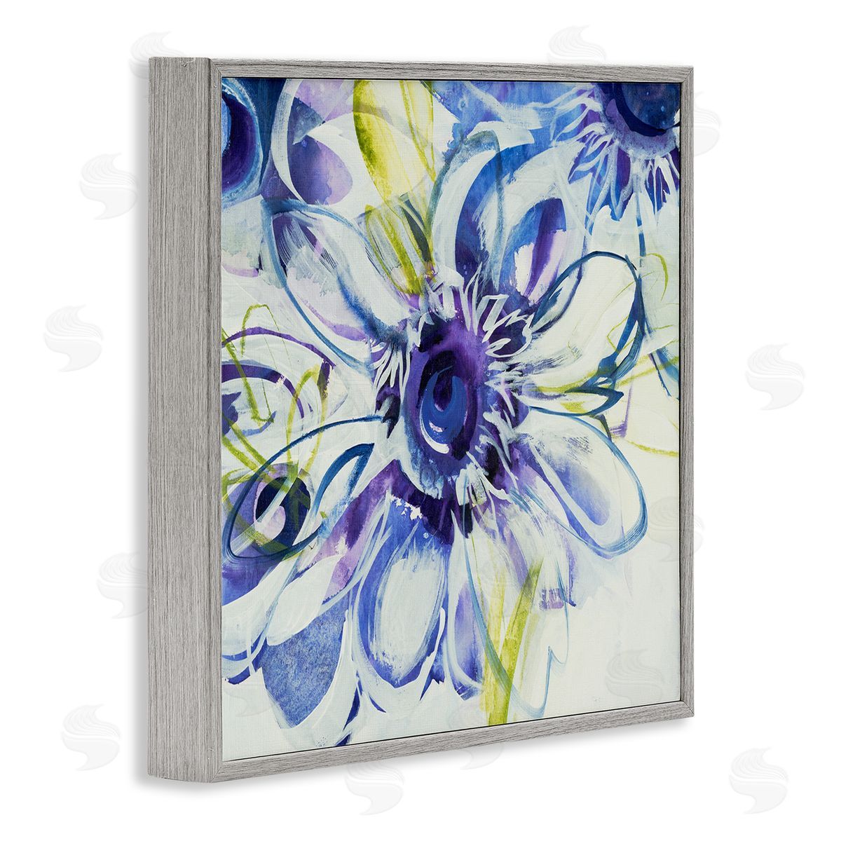Liz Jardine Modern Blue Flower Buds Gray Framed Glicee Wall Art Print