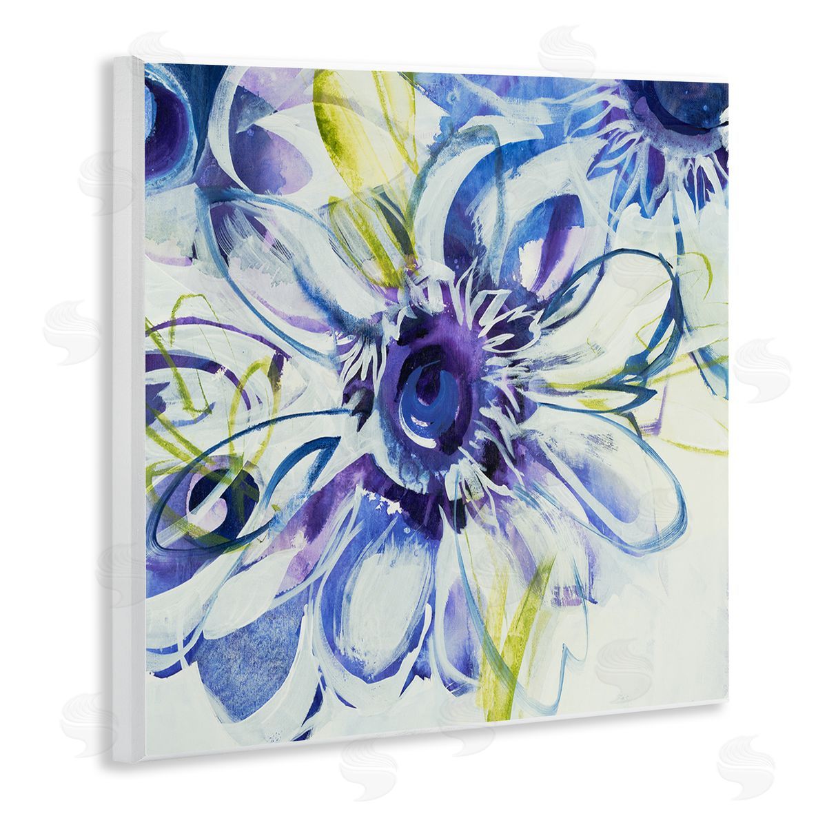 Liz Jardine Modern Blue Flower Buds Wooden Wall Plaque Art Print