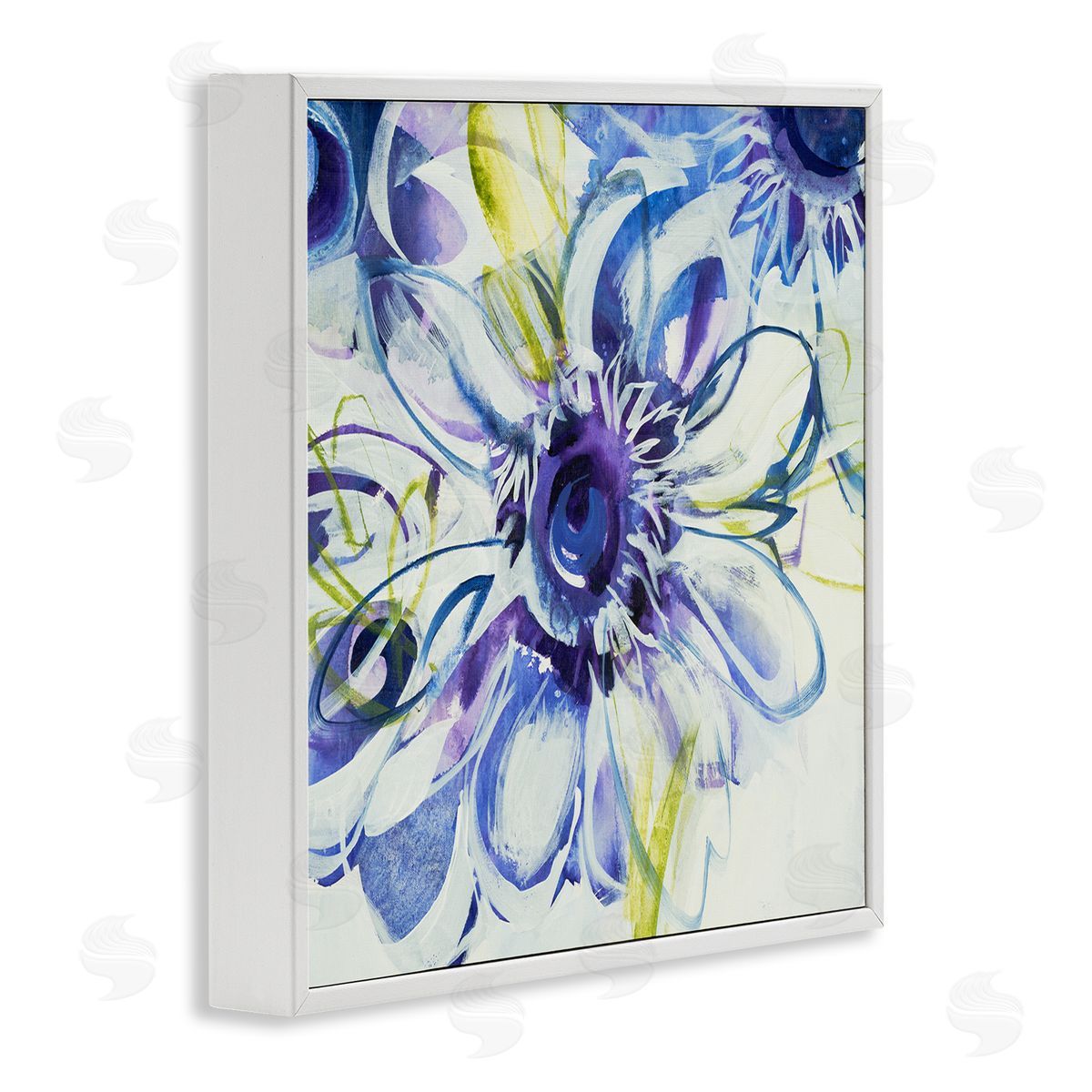 Liz Jardine Modern Blue Flower Buds White Framed Glicee Wall Art Print