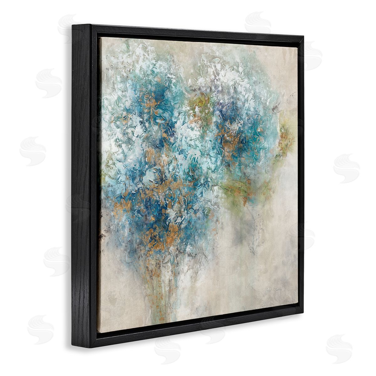Leah Rei Abstract Hydrangea Blooms Black Floating Frame Canvas Wall Art Print