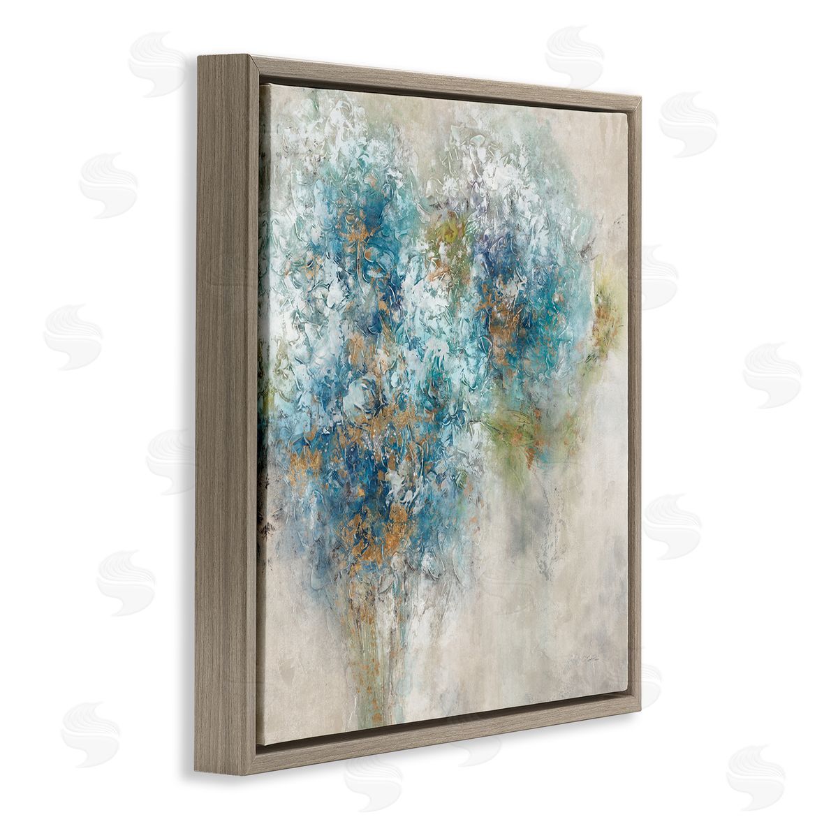 Leah Rei Abstract Hydrangea Blooms Brown Floating Frame Canvas Wall Art Print