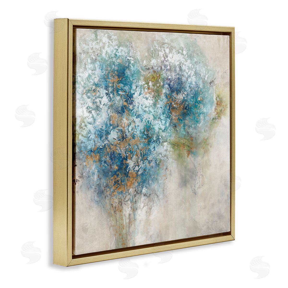 Leah Rei Abstract Hydrangea Blooms Gold Floating Frame Canvas Wall Art Print