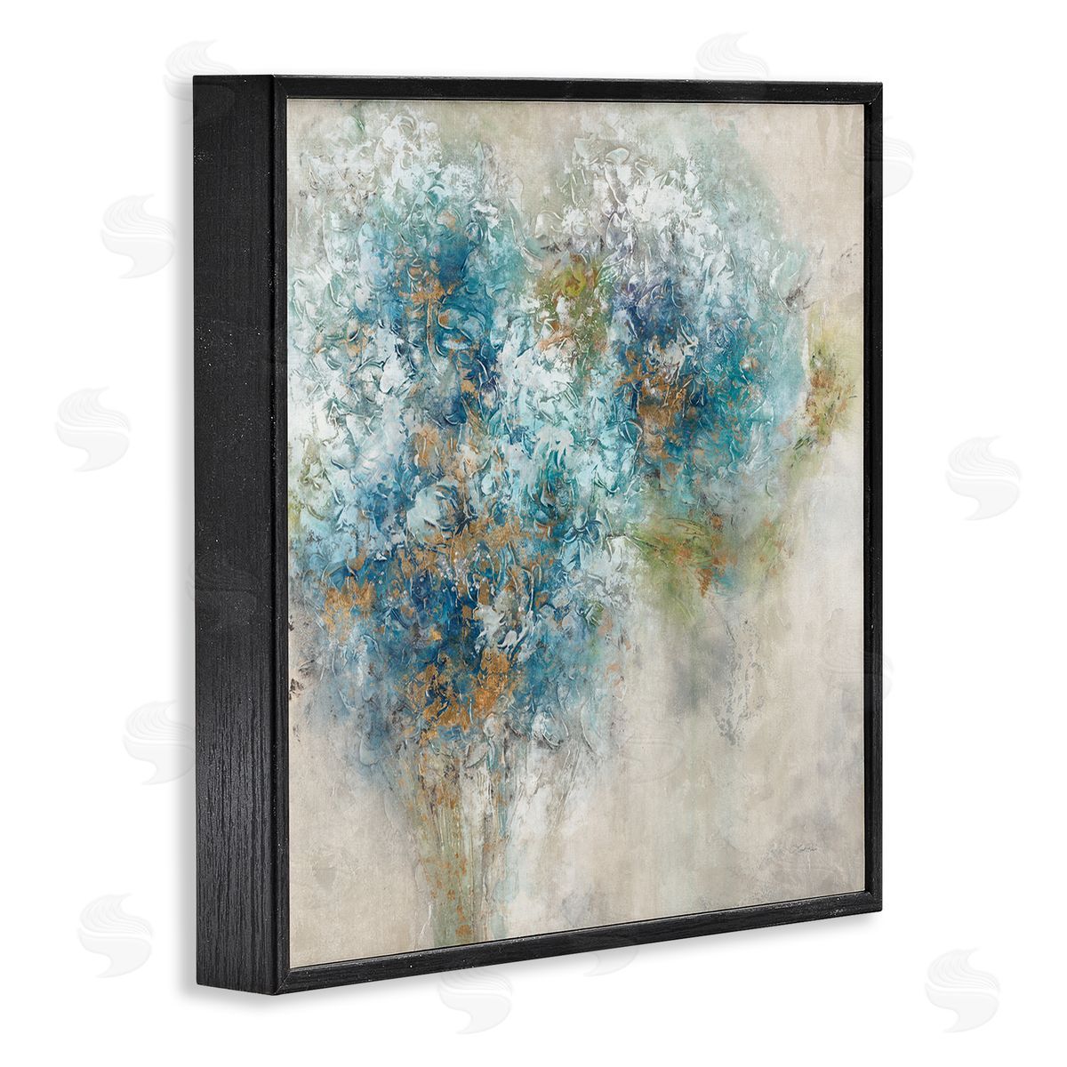 Leah Rei Abstract Hydrangea Blooms Black Framed Glicee Wall Art Print