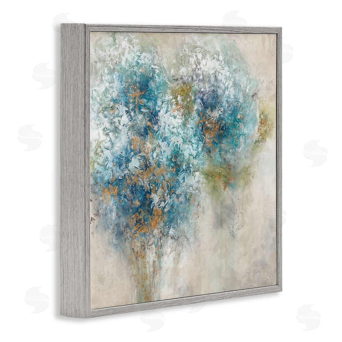 Leah Rei Abstract Hydrangea Blooms Gray Framed Glicee Wall Art Print