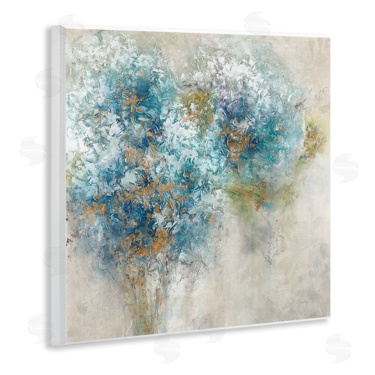 Leah Rei Abstract Hydrangea Blooms Wooden Wall Plaque Art Print