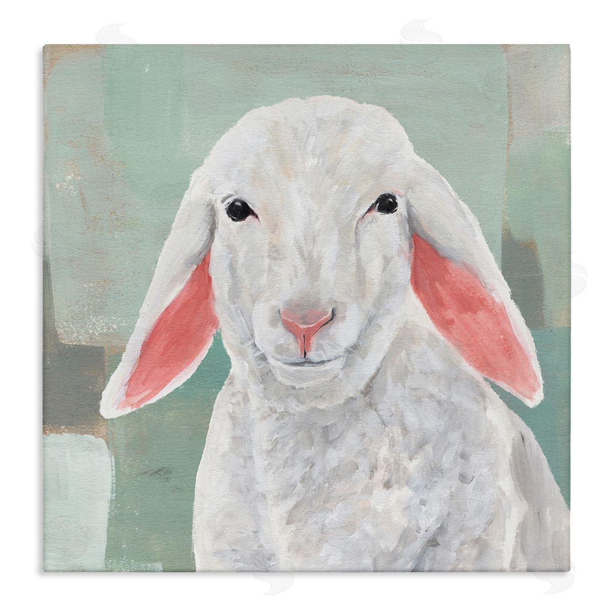 Annie Warren Happy Sheep Portrait Stretched Canvas Wall Art Print