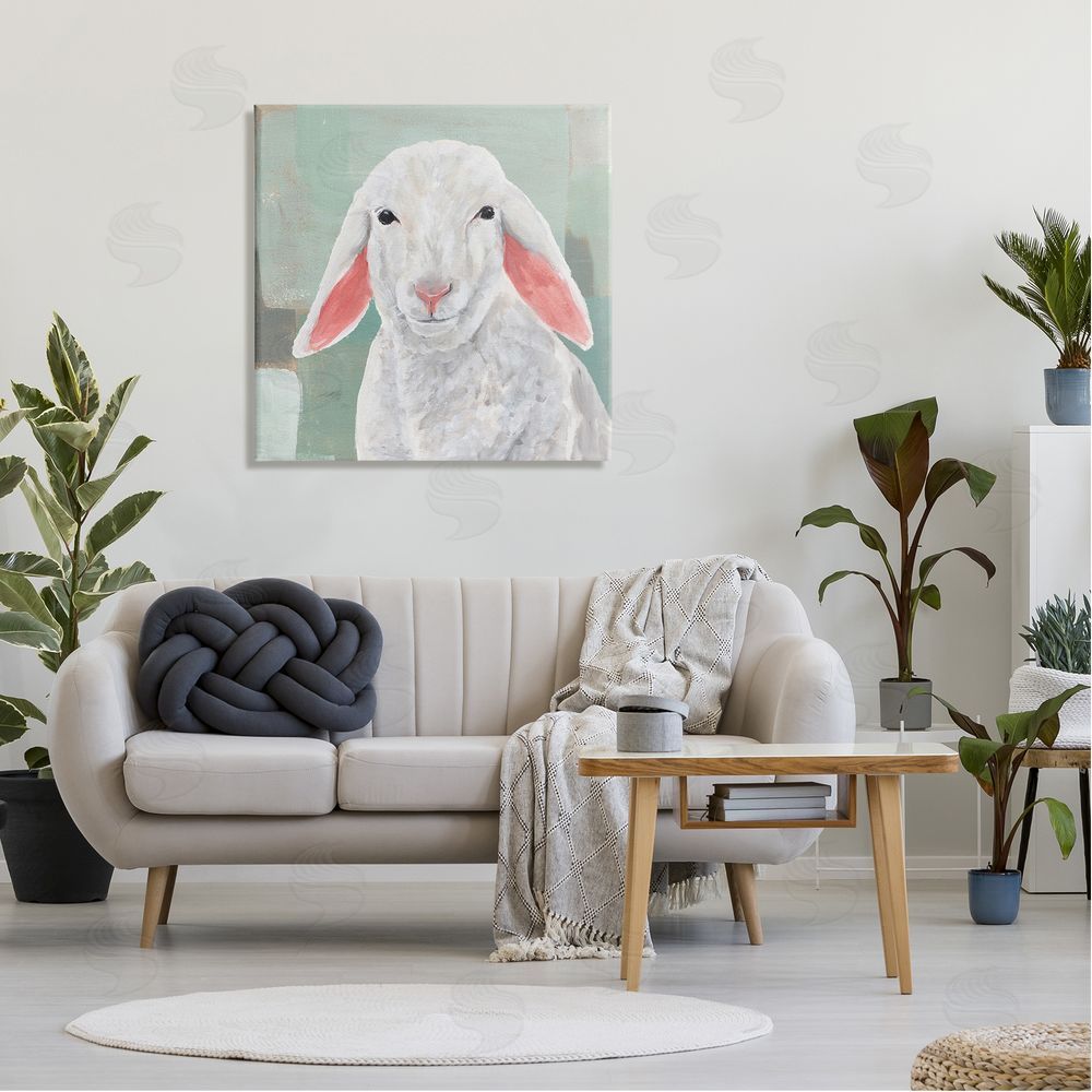 Annie Warren Happy Sheep Portrait Canvas Wall Art in Room