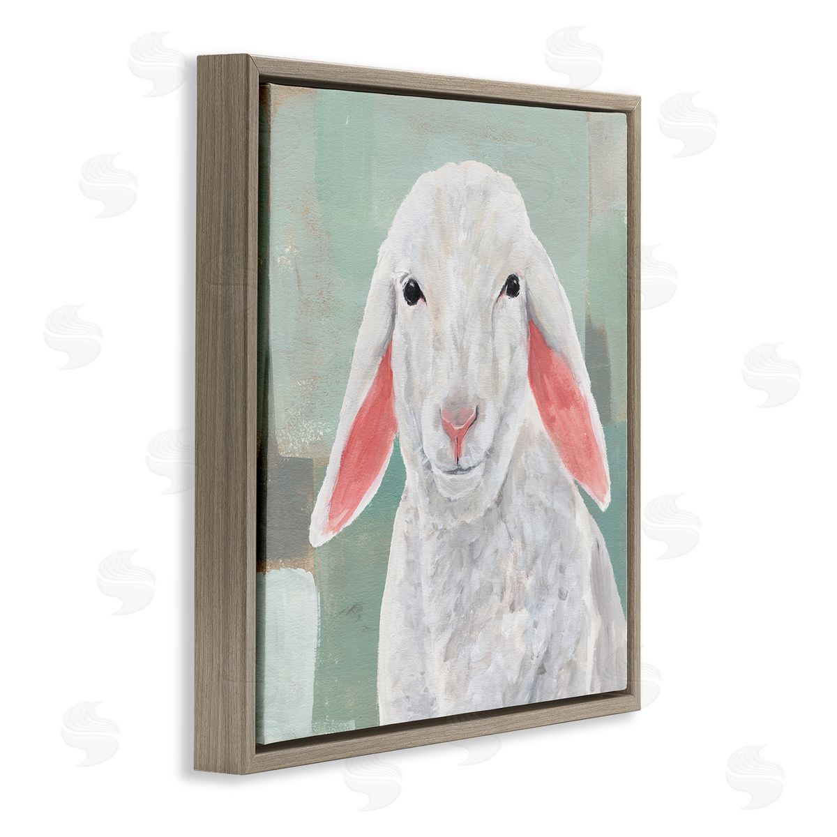 Annie Warren Happy Sheep Portrait Brown Floating Frame Canvas Wall Art Print